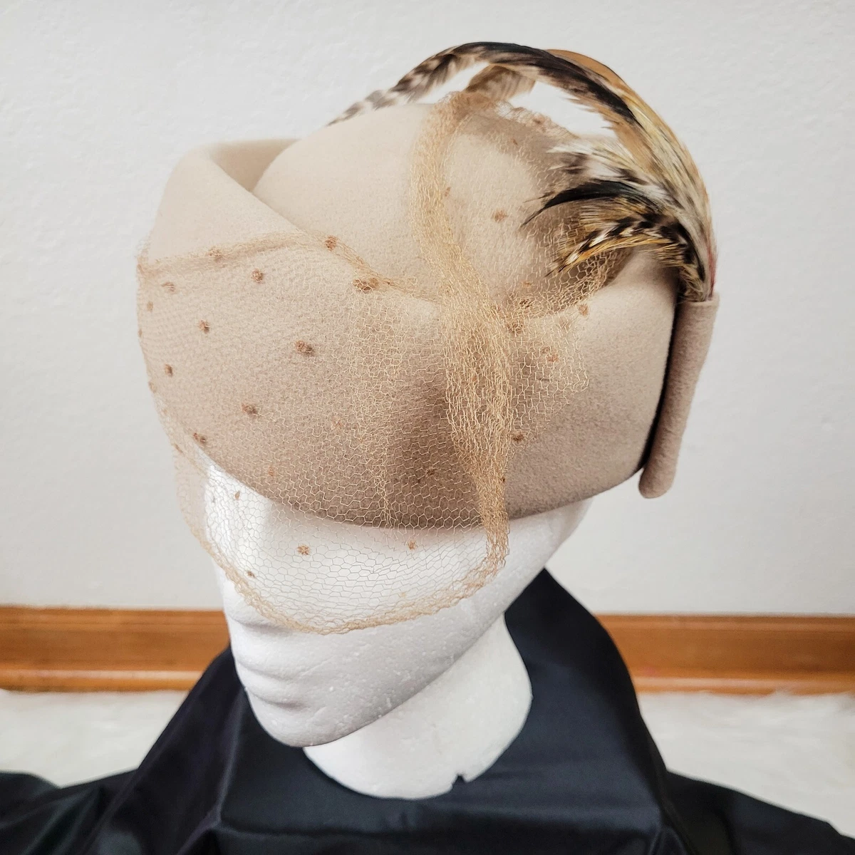 Vintage Mr. Richard Blue Flowers Netted Pill Hat Pillbox 100% Wool Vintage Hats for Women for sale | eBay main image 4