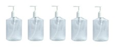 5 pcs 8 oz Clear Lotion Dispenser Bottle with pump 6"H x 3"W 1-1/2" diameter NEW
