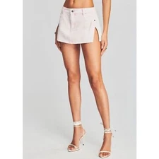 NWT SER.O.YA Zuri Low Rise Denim Mini Skirt in Bleach Pink Size 27 Style 1496-16