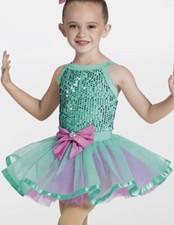 Weissman Child Size SC 6 6X Aqua Teal Blue Sequin Tutu Dance Pageant Costume