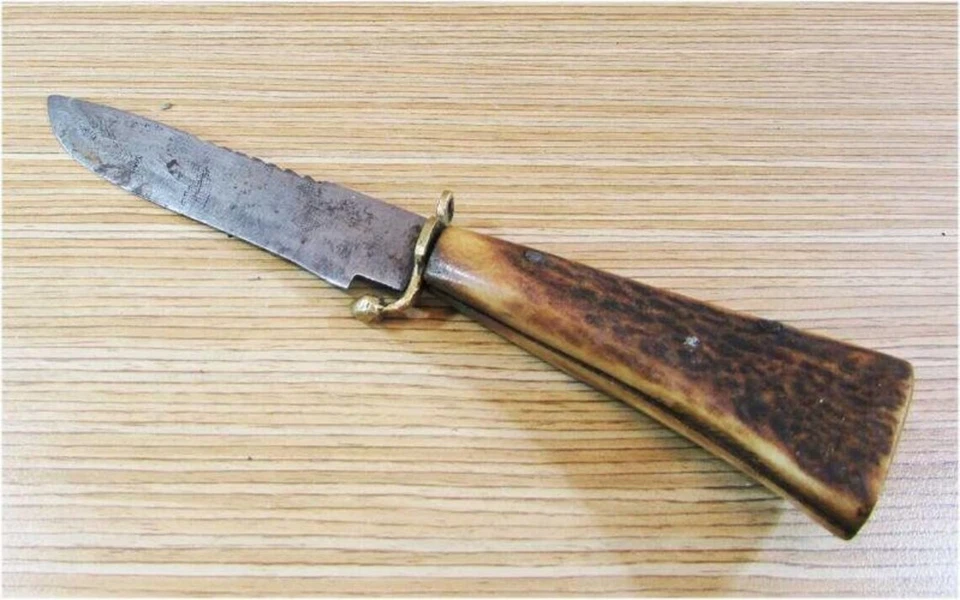 Antiguo cuchillo turco otomano, mango de cuchillo de caza hecho en Bursa vaina original Foto 2 de 4