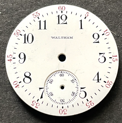 Antique Waltham 3/0s Pocket Watch Dial White Porcelain USA