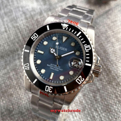 40mm BLIGER Black Shell Dial Japan NH35A Automatic Mens Watch