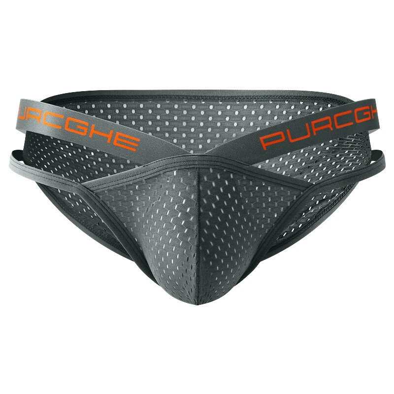 3Pack Sexy Mesh Men's Triangle Underwear Low Waist Solid Briefs Breathable Nylon - Image 3 of 4