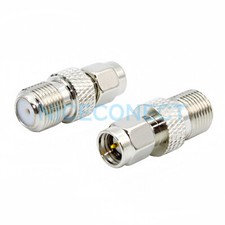 2x SMA Male Plug to F Type Female Jack Straight RF Coaxial Connector Adapter