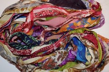 Tariff FREE 10 yards Recycled Sari Silk Ribbon chiffon Yarn, Multi Print shades2