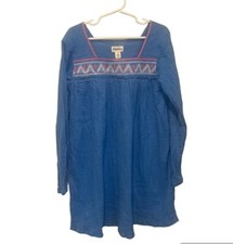 Hatley Girls Dress Long Sleeve Sz 10 Blue Emb...