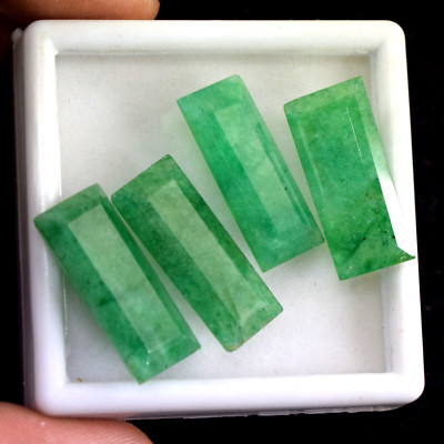 51.20 Ct Natural Green Emerald Certified Colombian Gemstone Lot 4Pcs 24mm