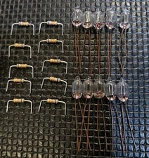 10X Amber Neon Bulb Indicator 105 to 125 Volts AC/DC With Resistors