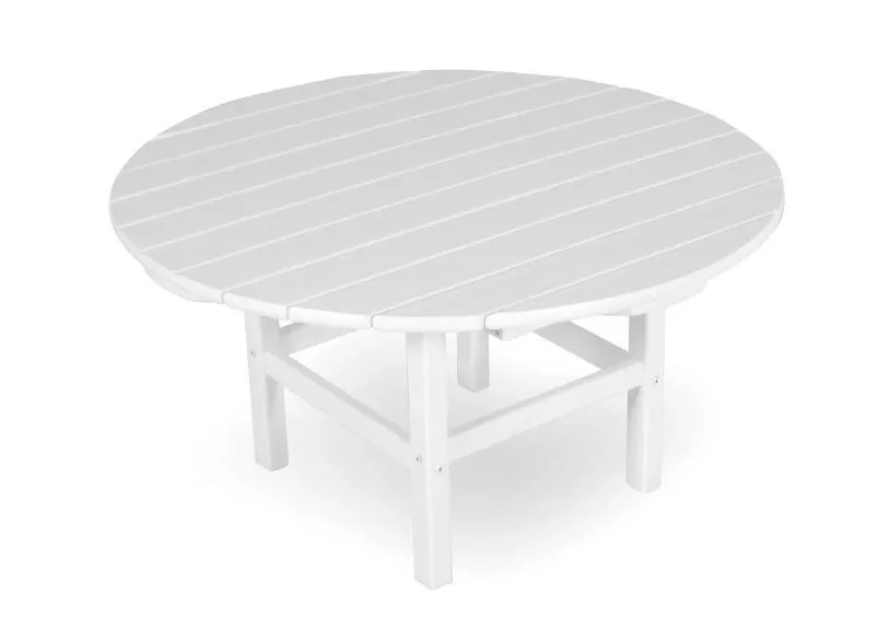 POLYWOOD 38 inch White Round Accent Out Door In Door Patio Coffee Table Durable