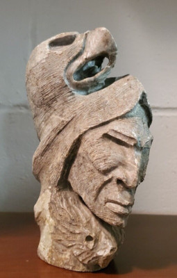 Iroquois Stone carving Native American Eagle Wolf, Sam General Six Nations