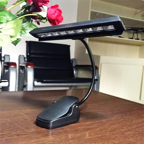 9 LED Flexible Clip-on Music Stand Reading Light Bed Table Desk Lamp Black - Picture 3 of 12