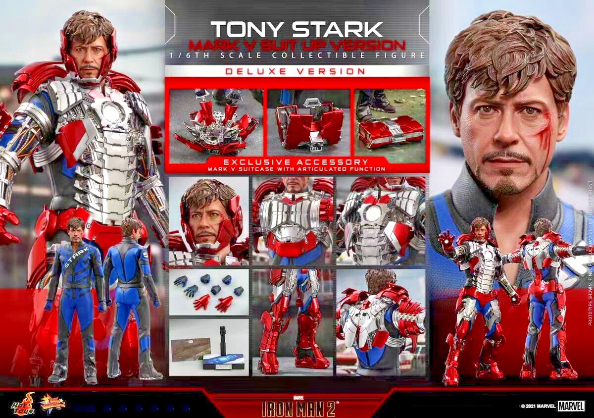 Hot Toys Ironman Mark V 1/6 Action Figure Suit Up MMS600 Deluxe