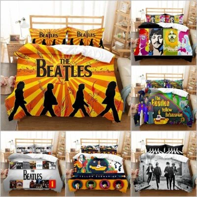 BEATLES 3D Bedding Set 2/3 PCS Quilt Duvet Cover Dorm Single Double King Size UK