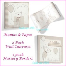 Mamas & Papas Baby Neutral Nursery Decor Set Twin Canvas Set & 3 Borders NEW