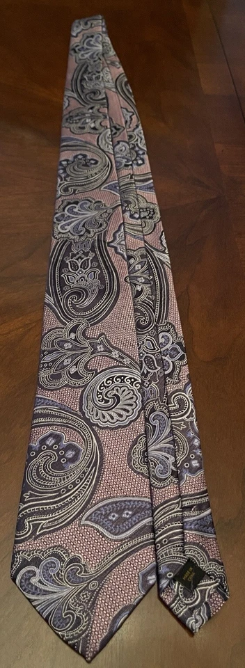 Jos. A. Corbata Bank Reserve Rosa Azul 100% Seda Hombre Hecha en China Foto 3 de 4