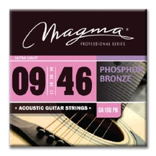 Magma Acoustic Guitar Strings Ultra Light Gauge Phosphor Bronze Set, .009 - .046