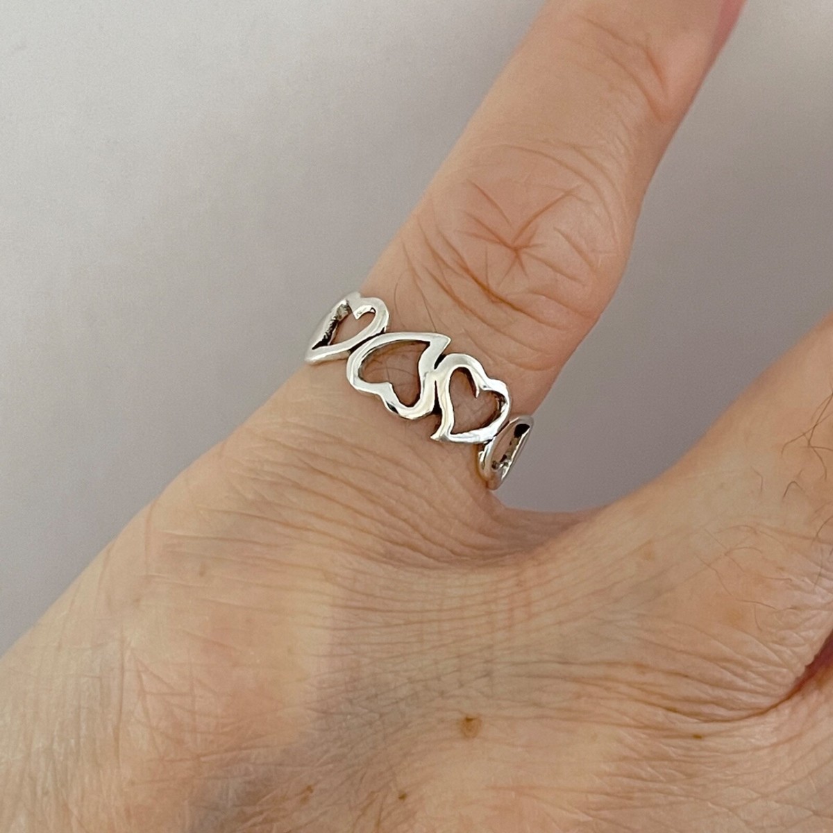 Bague D'Orteil Sterling Silver .925 Cœur Tenu Par Des Mains - Taille 3 Réglable
