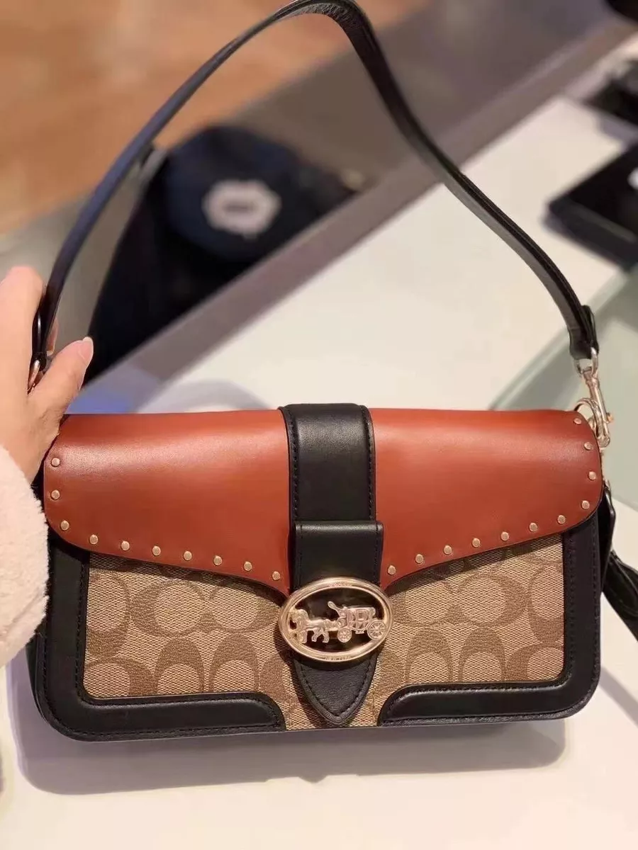 Georgie baguette in colorblock signature canvas sale