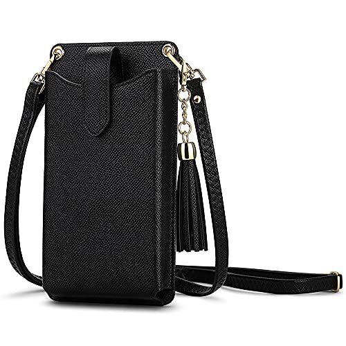 Lightweight Black Tassel Mini Crossbody Phone Purse for Women  