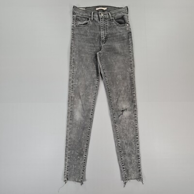 Levis Womens Jeans Grey W26 L29 Mile High Super Skinny Stretch Denim Distressed