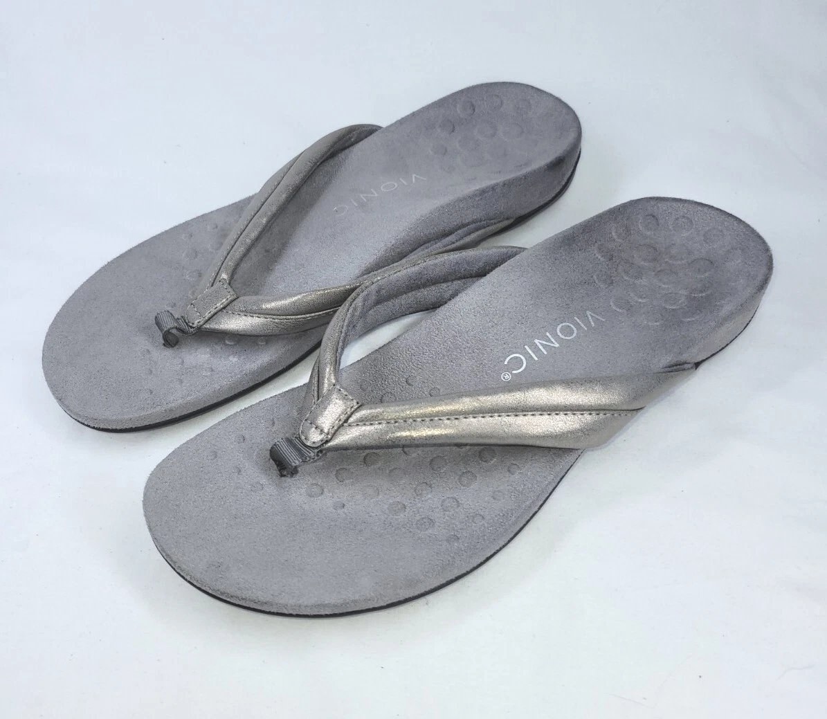 Vionic Women s Raya Arch Support Toe Post Sandals US Size 9 Grey