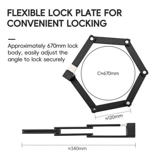 ROCKBROS Folding Bike Lock Heavy Duty Anti Theft Smart Secure Guard with Keys - Picture 14 of 20