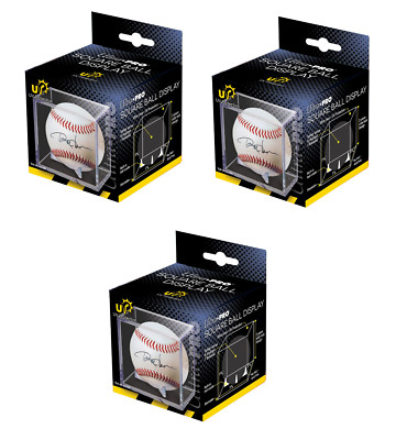 (3-Pack) Ultra Pro Square UV Protected Baseball Holder Cube Display Case