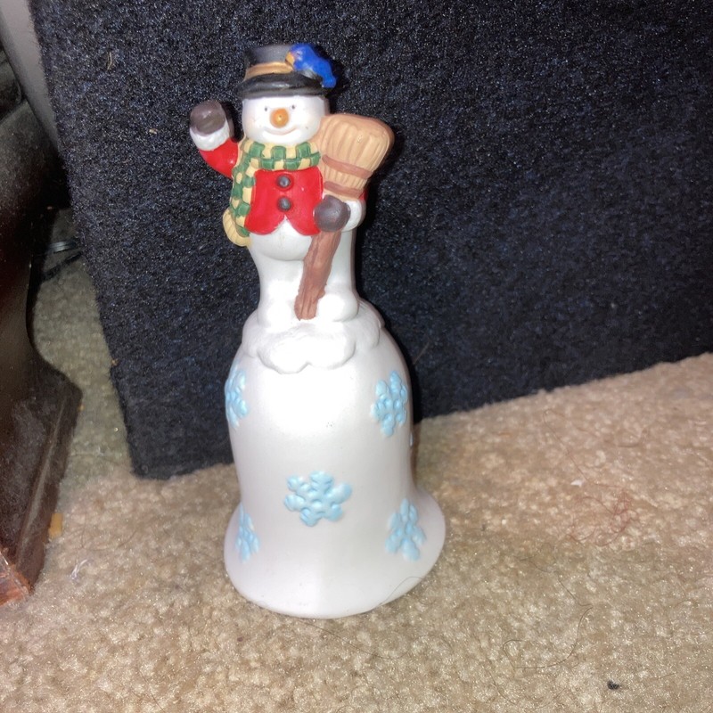 Snowman Ceramic Bell Snowflake