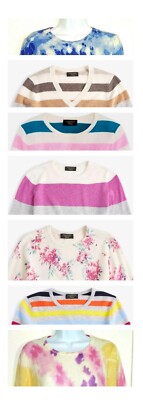 CHARTER CLUB NWT Crew & V-Neck 100% Cashmere Patterned Sweaters- LG, XL, XXL, 2X