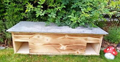 Igelhaus Igelschutz XL 84x40x22 handgemacht Boden Isolierung Stroh Rattenklappe