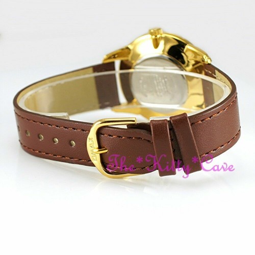 Swiss SC7767 OMAX Timeless Classic Brown Leather Unisex Gold PL Seiko Movt Watch - Picture 11 of 12