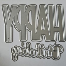 Large Happy Birthday in cursive Metal Cutting Die Cards Scrapbook Party Invites