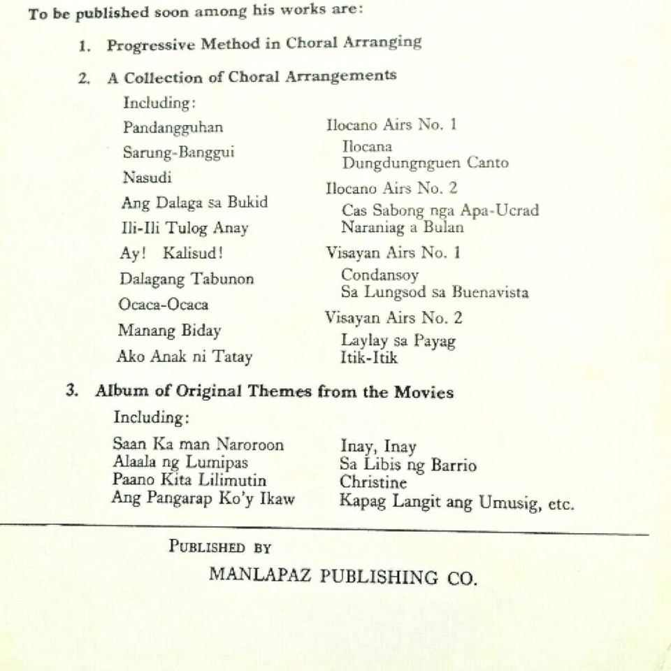 1973 Ang Dalaga Sa Bukid Sheet Music Philippines Visayan Folk Song