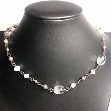 8260 SILPADA sterling 925 quartz pearl station necklace N1602 16-18" Retired