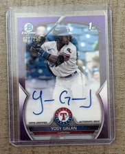 2023 Bowman Chrome Yosy Galan Texas Rangers Purple Refractor Auto /250