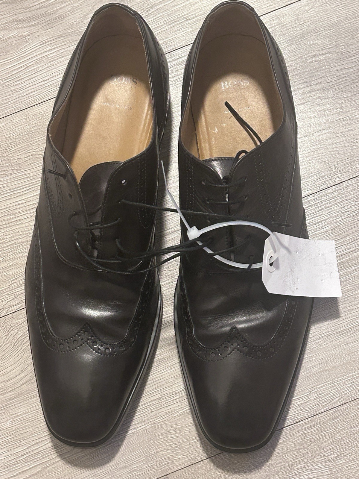 Hugo Boss Men's Black Oxford Leather Dress Shoes Made in Italy- Size 10