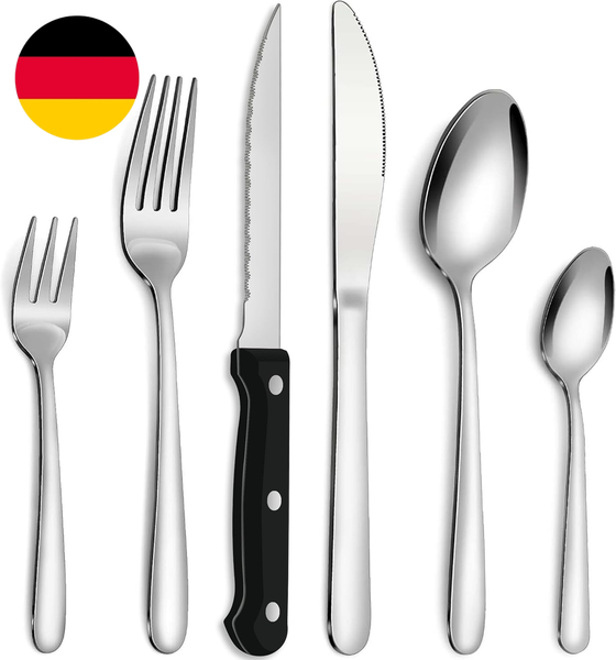 Bestdin Besteck Set Mit Steakmesser, 36 Teilig Besteck Set 6 Personen, Edelstahl-image