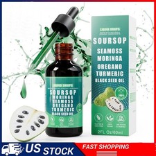 Soursop Pure Liquid Drops 10 in 1 with Sea Moss, Moringa, Turmeric, 2FL OZ/60ml