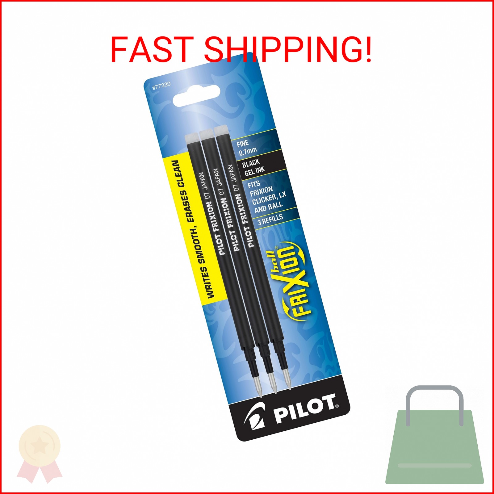 Pilot, FriXion Ball Gel Ink Refills for Erasable Pens, Fine Point 0.7 mm, Pack o