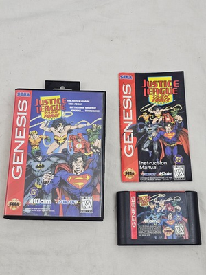 #ad SEGA GENESIS JUSTICE LEAGUE TASK FORCE VIDEO GAME COMPLETE WITH MANUAL $39.00