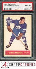 1957 PARKHURST #17 FRANK MAHOVLICH RC MAPLE LEAFS HOF PSA 8