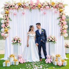 10ft x 10ft White Backdrop Curtain for Parties Wedding White Wrinkle Free Bac...