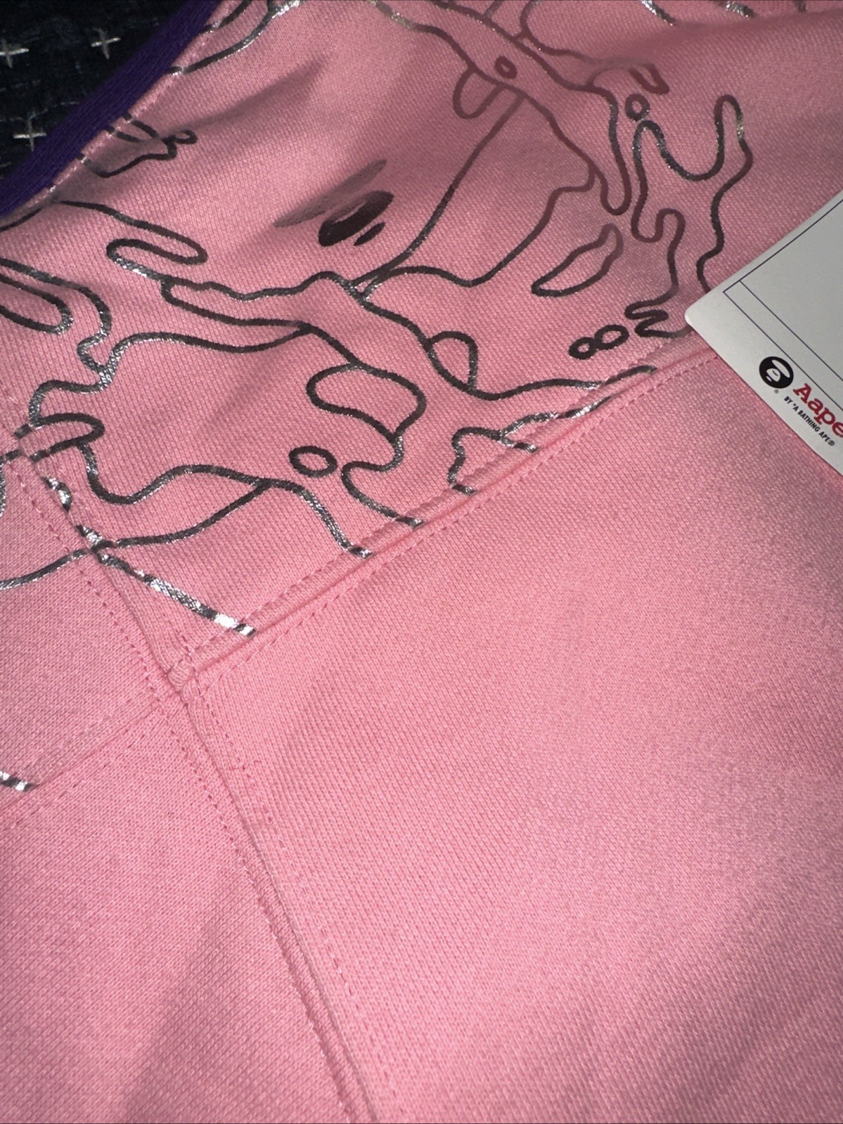 AAPE by A Bathing Ape Pink Purple Camouflage Hoodie Dress  X-Small NWT AD image 3