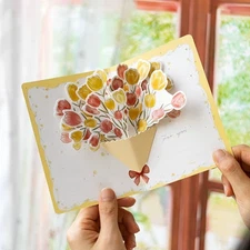 3D Pop Up Tulip Flower Bouquet Greeting Card Birthday Thankyou Card Gift For Her