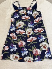 Woman Open Back Blue Floral Fit & Flare Dress Size SMALL