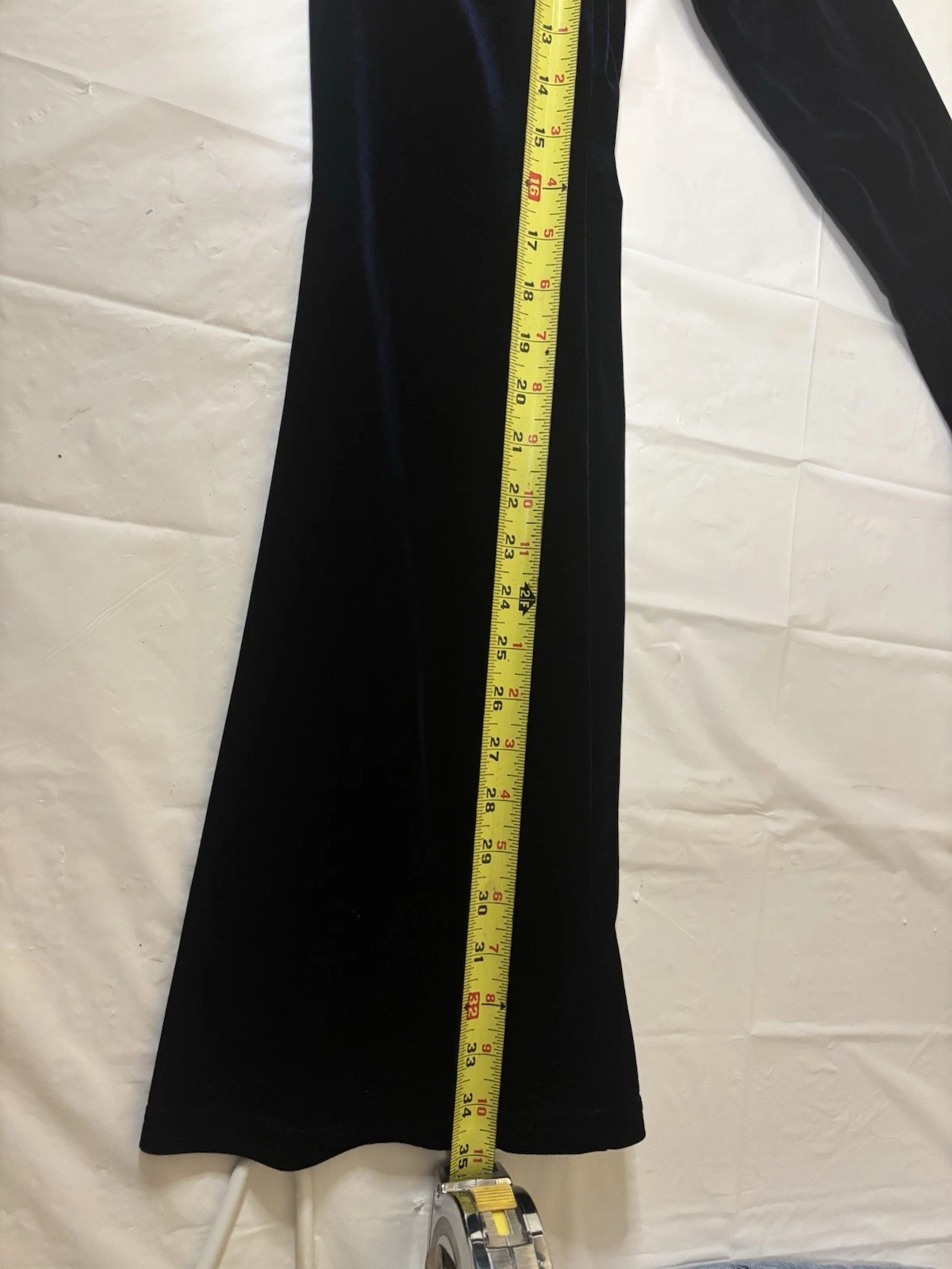 UNDERCOVER Abito svasato Moda International Victorias Secret blu notte velluto aderente piccolo