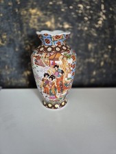 Vaso floreale geisha dipinto a mano stile Satsuma giapponese vintage fatto cinese 20 cm