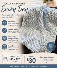 New Handknitted Chunky Yarn Throw Blanket