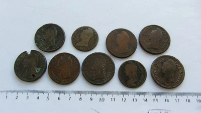 Lot de 9 monnaies Décime , autres à identifier ...(L1). - Photo 1/4